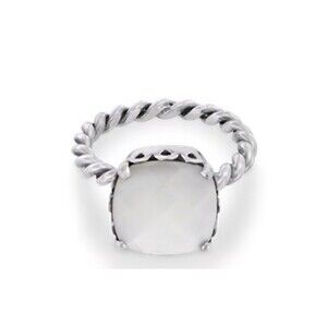 PANDORA Elegant Sincerity Twisted Sterling Silver Mother Of Pearl Size 7 Ring